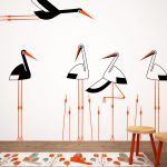 berze-in-papura-autoloant-decorativ-de-perete-storks-with-vegetation-wall-sticker